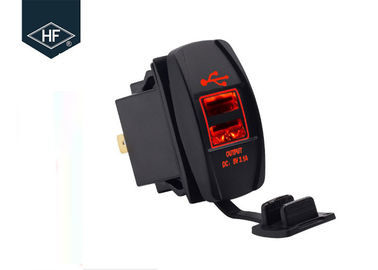 Double USB Socket Motorcycle Cell Phone Charger Corrosion Resistant With LED Light