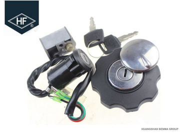 Motorcycle 4 Wire Ignition Switch Lock Fuel Gas Tank Cap Cover Steering Lock Set For Honda CG125